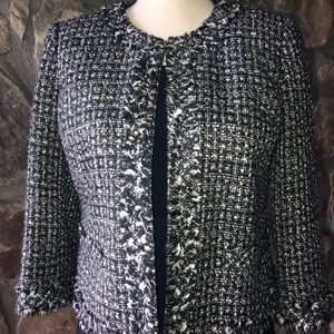Ellen Tracy black/white tweed cropped jacket
